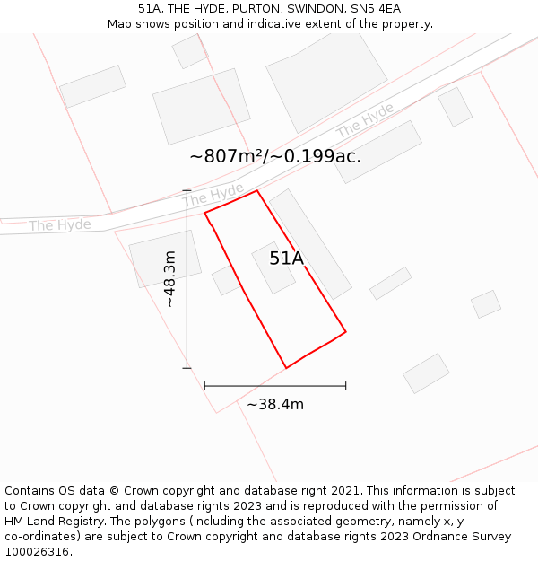51A, THE HYDE, PURTON, SWINDON, SN5 4EA: Plot and title map
