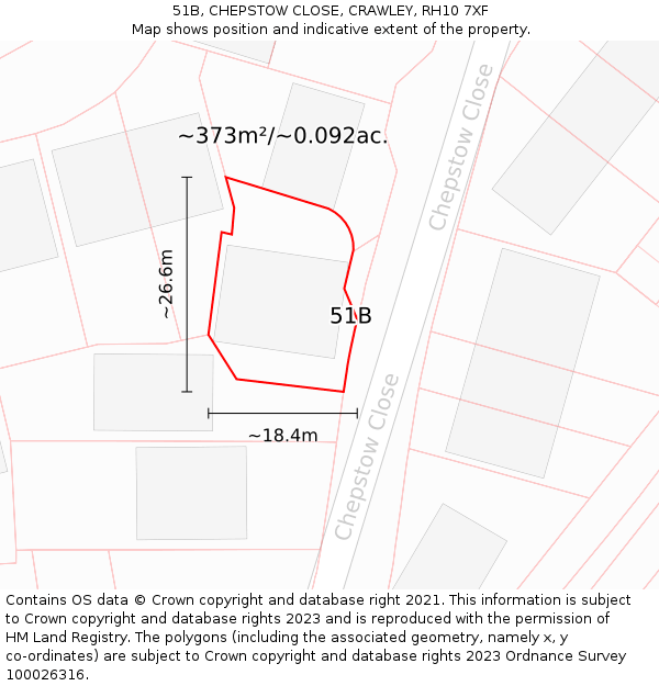 51B, CHEPSTOW CLOSE, CRAWLEY, RH10 7XF: Plot and title map