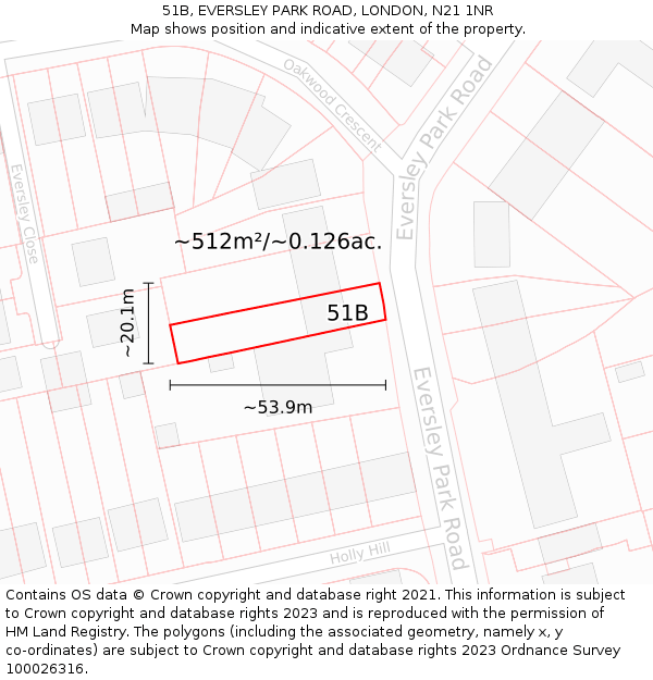 51B, EVERSLEY PARK ROAD, LONDON, N21 1NR: Plot and title map
