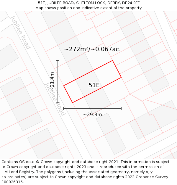 51E, JUBILEE ROAD, SHELTON LOCK, DERBY, DE24 9FF: Plot and title map