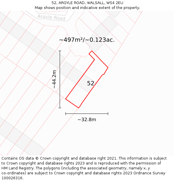 52, ARGYLE ROAD, WALSALL, WS4 2EU: Plot and title map