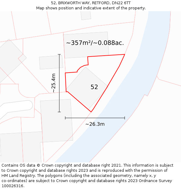 52, BRIXWORTH WAY, RETFORD, DN22 6TT: Plot and title map