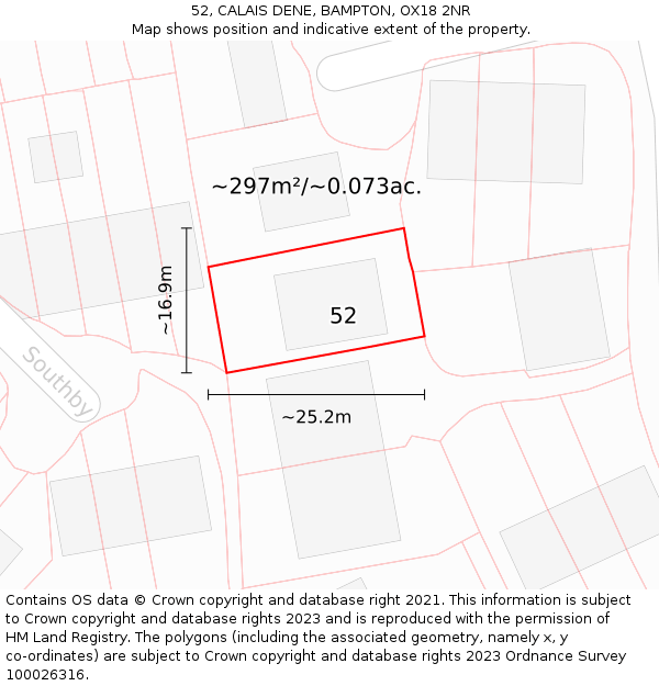 52, CALAIS DENE, BAMPTON, OX18 2NR: Plot and title map