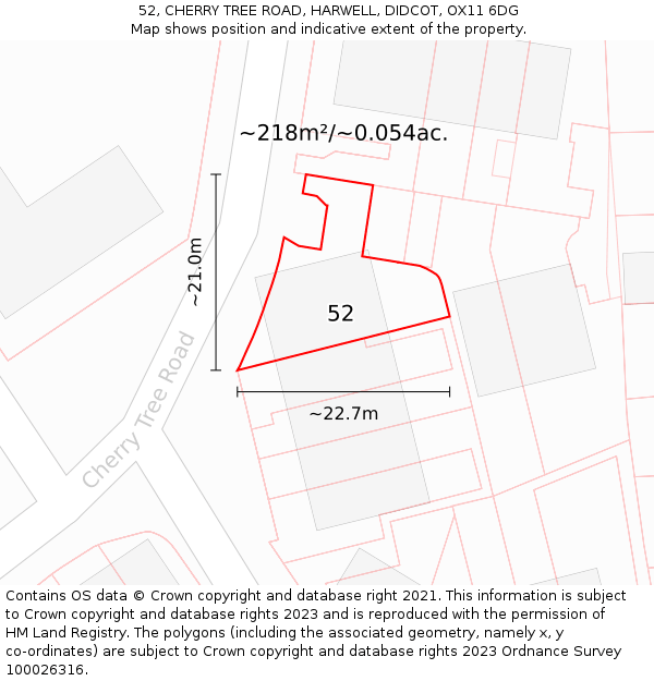52, CHERRY TREE ROAD, HARWELL, DIDCOT, OX11 6DG: Plot and title map