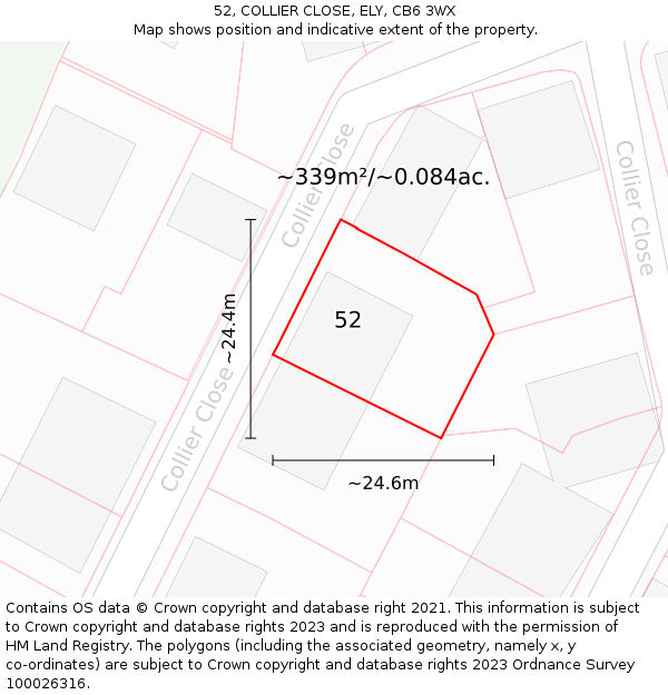 52, COLLIER CLOSE, ELY, CB6 3WX: Plot and title map