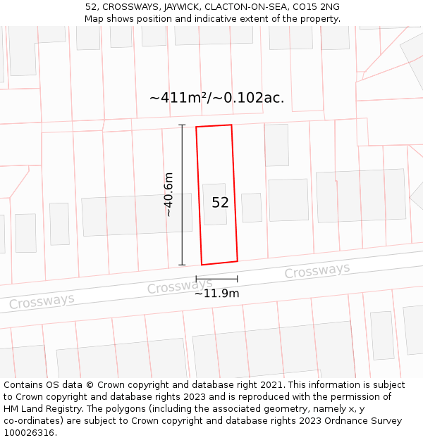 52, CROSSWAYS, JAYWICK, CLACTON-ON-SEA, CO15 2NG: Plot and title map