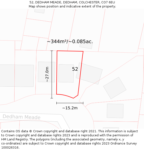 52, DEDHAM MEADE, DEDHAM, COLCHESTER, CO7 6EU: Plot and title map