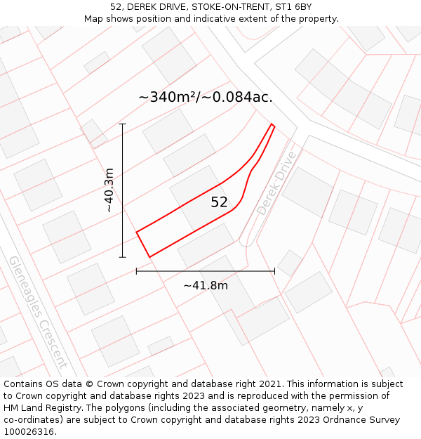 52, DEREK DRIVE, STOKE-ON-TRENT, ST1 6BY: Plot and title map