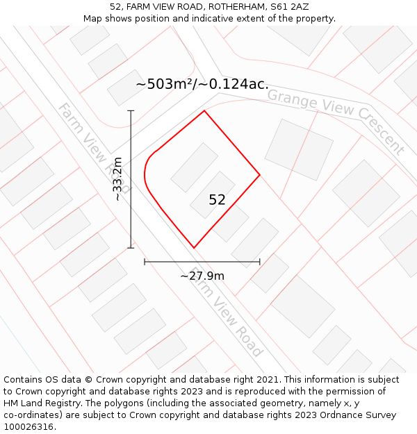 52, FARM VIEW ROAD, ROTHERHAM, S61 2AZ: Plot and title map
