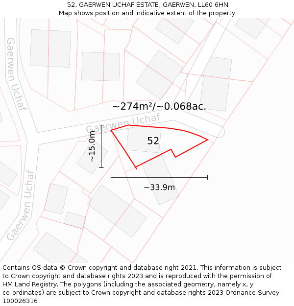 52, GAERWEN UCHAF ESTATE, GAERWEN, LL60 6HN: Plot and title map