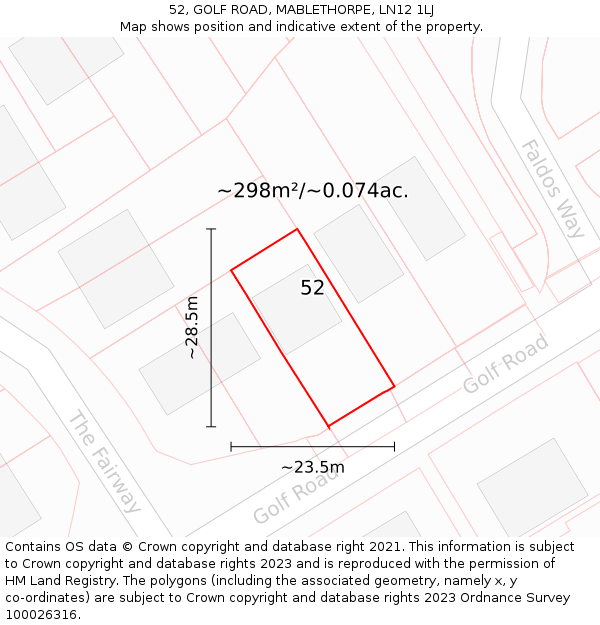 52, GOLF ROAD, MABLETHORPE, LN12 1LJ: Plot and title map