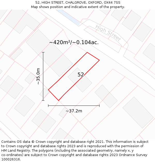 52, HIGH STREET, CHALGROVE, OXFORD, OX44 7SS: Plot and title map