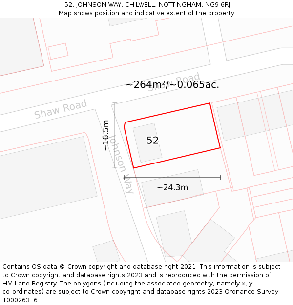 52, JOHNSON WAY, CHILWELL, NOTTINGHAM, NG9 6RJ: Plot and title map
