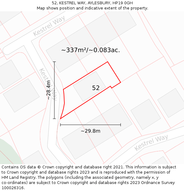 52, KESTREL WAY, AYLESBURY, HP19 0GH: Plot and title map