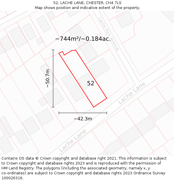 52, LACHE LANE, CHESTER, CH4 7LS: Plot and title map