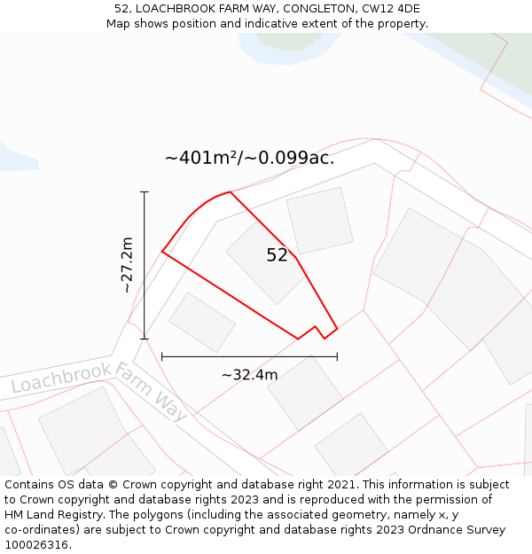 52, LOACHBROOK FARM WAY, CONGLETON, CW12 4DE: Plot and title map
