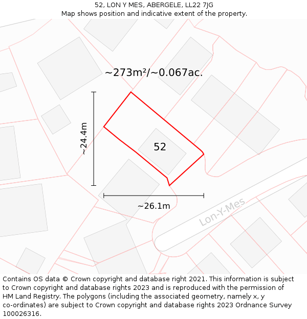 52, LON Y MES, ABERGELE, LL22 7JG: Plot and title map