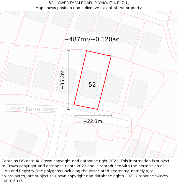 52, LOWER FARM ROAD, PLYMOUTH, PL7 1JJ: Plot and title map