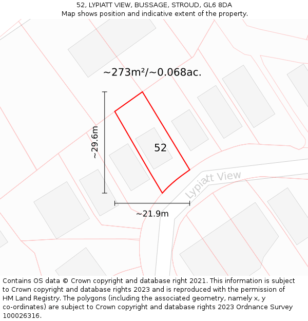 52, LYPIATT VIEW, BUSSAGE, STROUD, GL6 8DA: Plot and title map