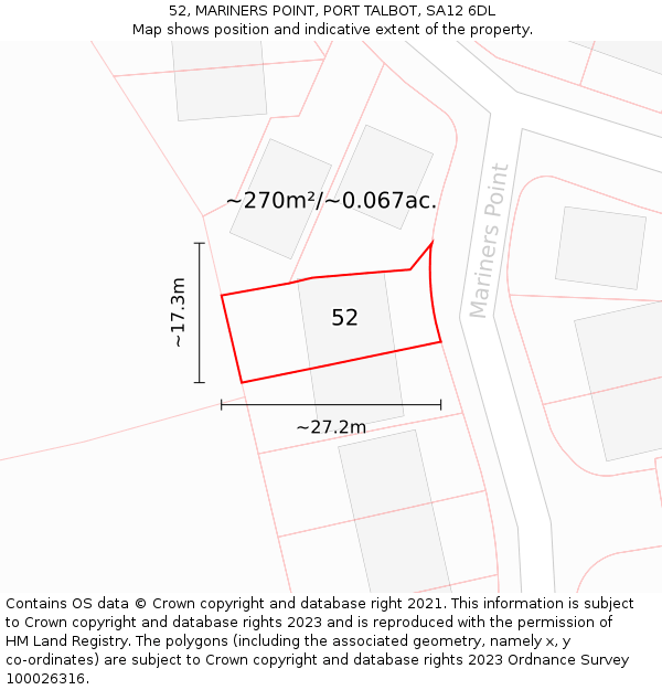 52, MARINERS POINT, PORT TALBOT, SA12 6DL: Plot and title map