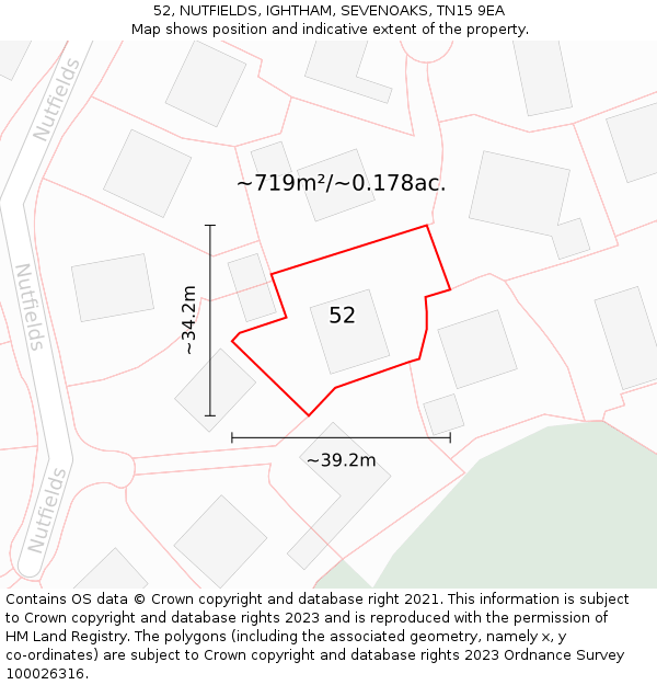 52, NUTFIELDS, IGHTHAM, SEVENOAKS, TN15 9EA: Plot and title map