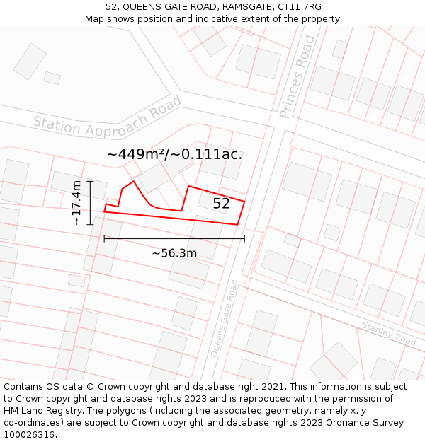 52, QUEENS GATE ROAD, RAMSGATE, CT11 7RG: Plot and title map