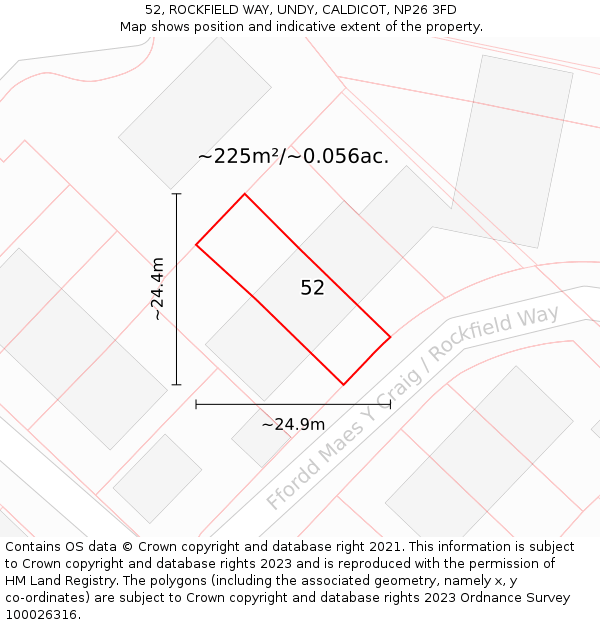 52, ROCKFIELD WAY, UNDY, CALDICOT, NP26 3FD: Plot and title map