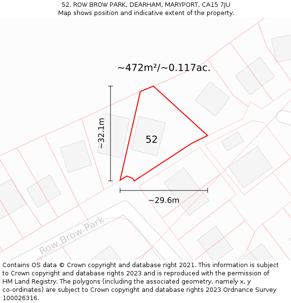 52, ROW BROW PARK, DEARHAM, MARYPORT, CA15 7JU: Plot and title map