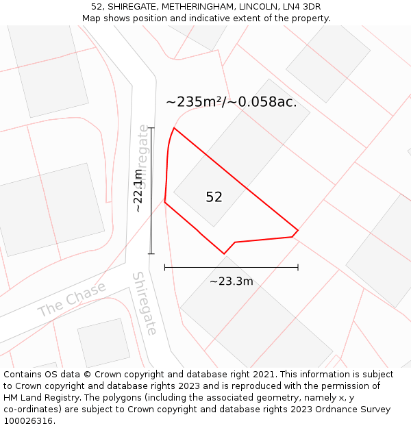 52, SHIREGATE, METHERINGHAM, LINCOLN, LN4 3DR: Plot and title map