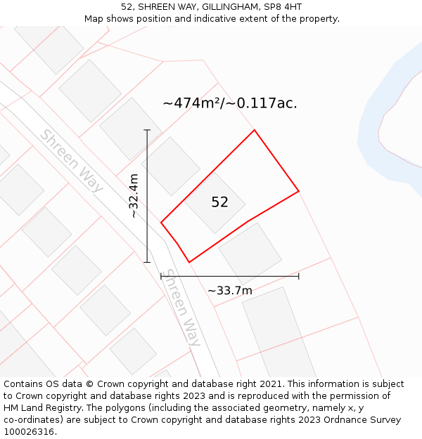 52, SHREEN WAY, GILLINGHAM, SP8 4HT: Plot and title map