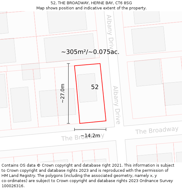 52, THE BROADWAY, HERNE BAY, CT6 8SG: Plot and title map