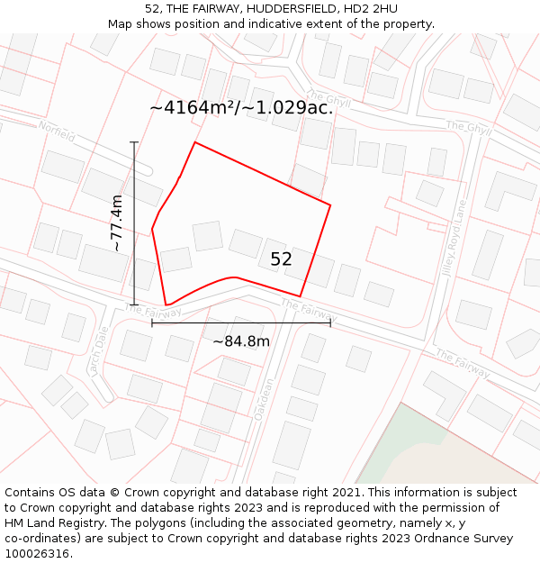 52, THE FAIRWAY, HUDDERSFIELD, HD2 2HU: Plot and title map