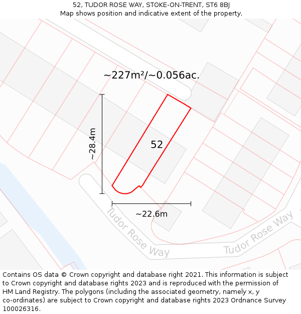 52, TUDOR ROSE WAY, STOKE-ON-TRENT, ST6 8BJ: Plot and title map