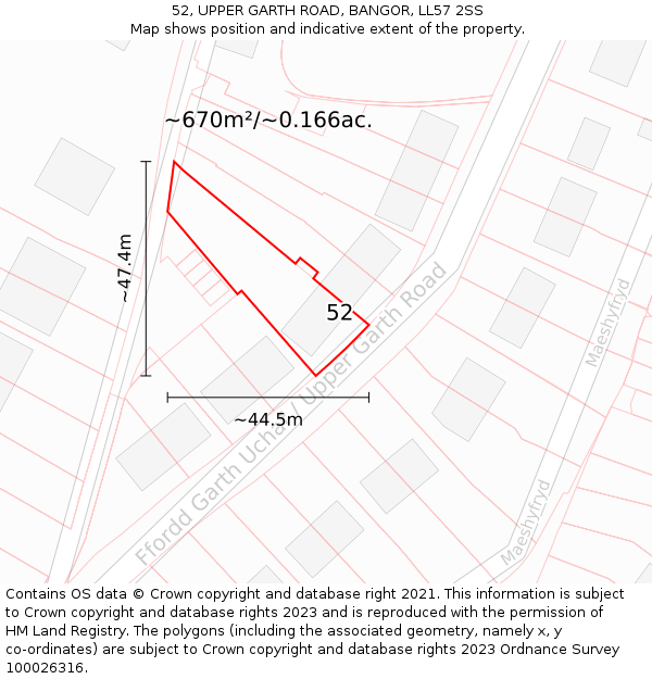 52, UPPER GARTH ROAD, BANGOR, LL57 2SS: Plot and title map
