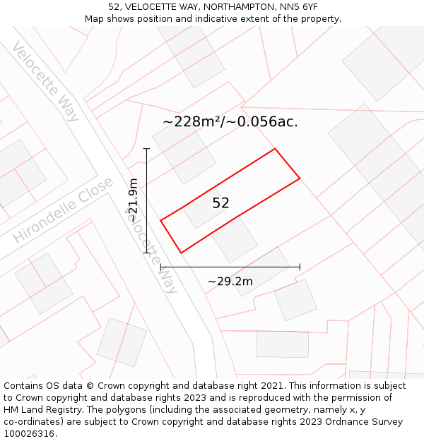 52, VELOCETTE WAY, NORTHAMPTON, NN5 6YF: Plot and title map