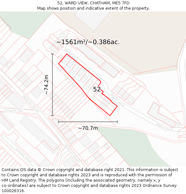 52, WARD VIEW, CHATHAM, ME5 7FD: Plot and title map