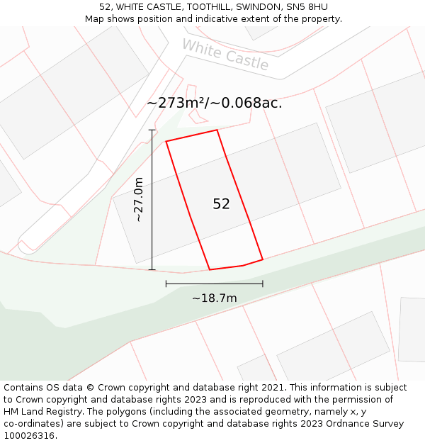 52, WHITE CASTLE, TOOTHILL, SWINDON, SN5 8HU: Plot and title map