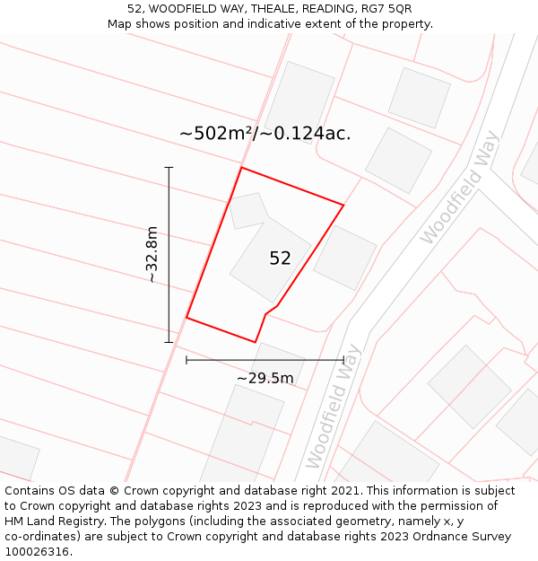 52, WOODFIELD WAY, THEALE, READING, RG7 5QR: Plot and title map