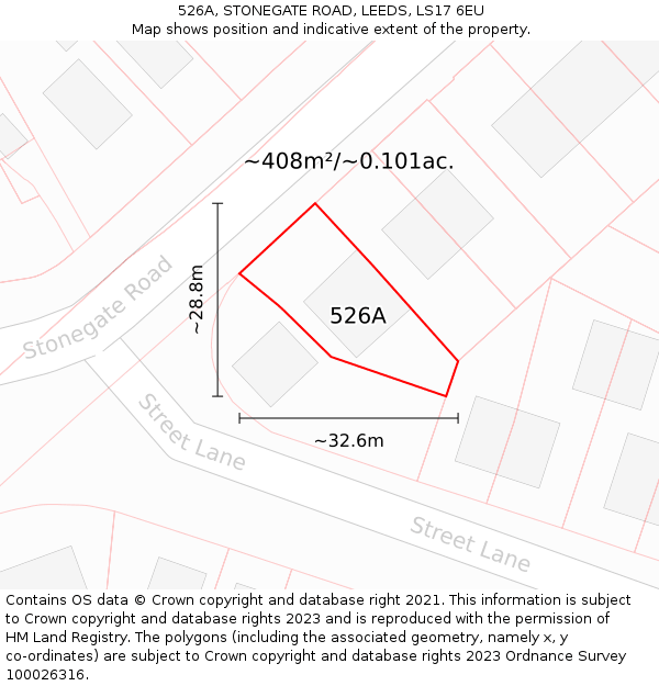 526A, STONEGATE ROAD, LEEDS, LS17 6EU: Plot and title map