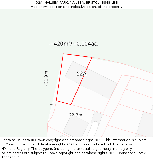 52A, NAILSEA PARK, NAILSEA, BRISTOL, BS48 1BB: Plot and title map