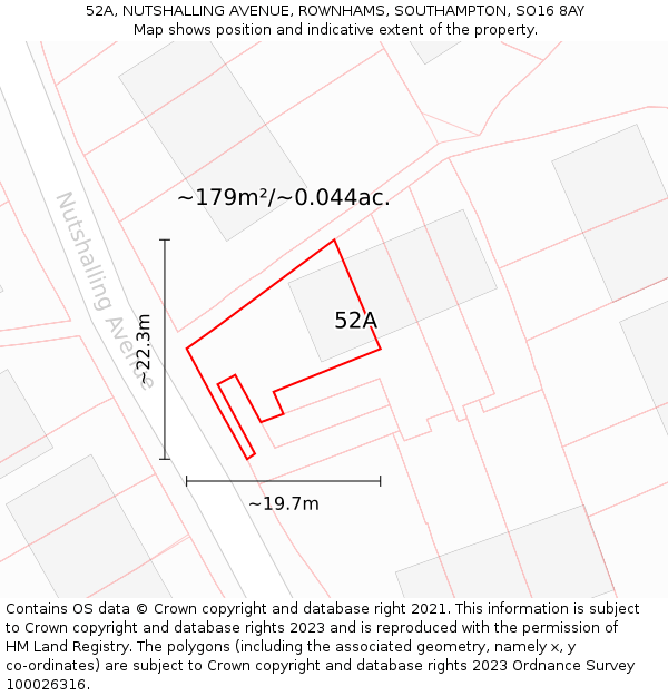 52A, NUTSHALLING AVENUE, ROWNHAMS, SOUTHAMPTON, SO16 8AY: Plot and title map