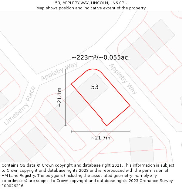 53, APPLEBY WAY, LINCOLN, LN6 0BU: Plot and title map