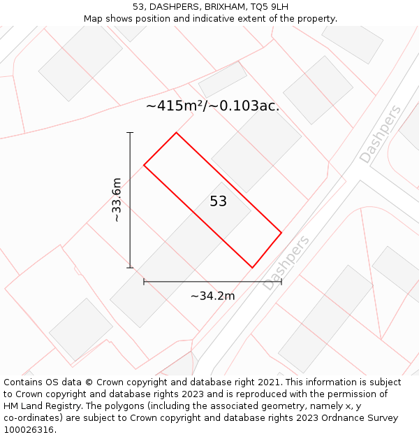 53, DASHPERS, BRIXHAM, TQ5 9LH: Plot and title map