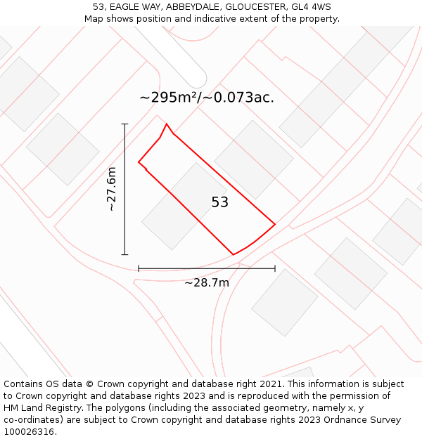 53, EAGLE WAY, ABBEYDALE, GLOUCESTER, GL4 4WS: Plot and title map