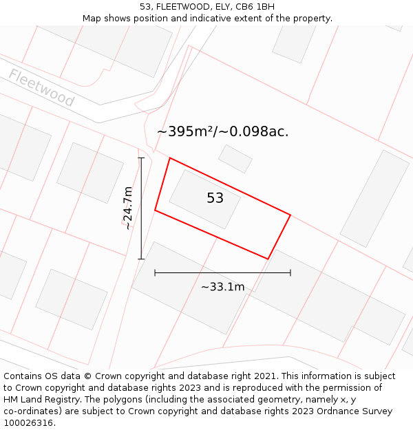 53, FLEETWOOD, ELY, CB6 1BH: Plot and title map