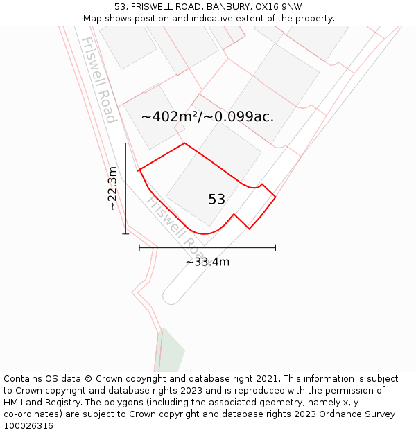 53, FRISWELL ROAD, BANBURY, OX16 9NW: Plot and title map