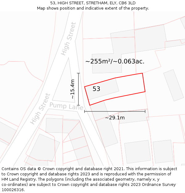53, HIGH STREET, STRETHAM, ELY, CB6 3LD: Plot and title map