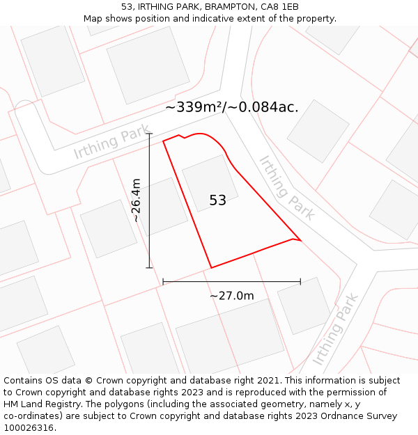 53, IRTHING PARK, BRAMPTON, CA8 1EB: Plot and title map