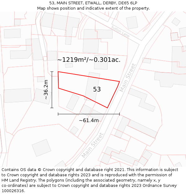 53, MAIN STREET, ETWALL, DERBY, DE65 6LP: Plot and title map