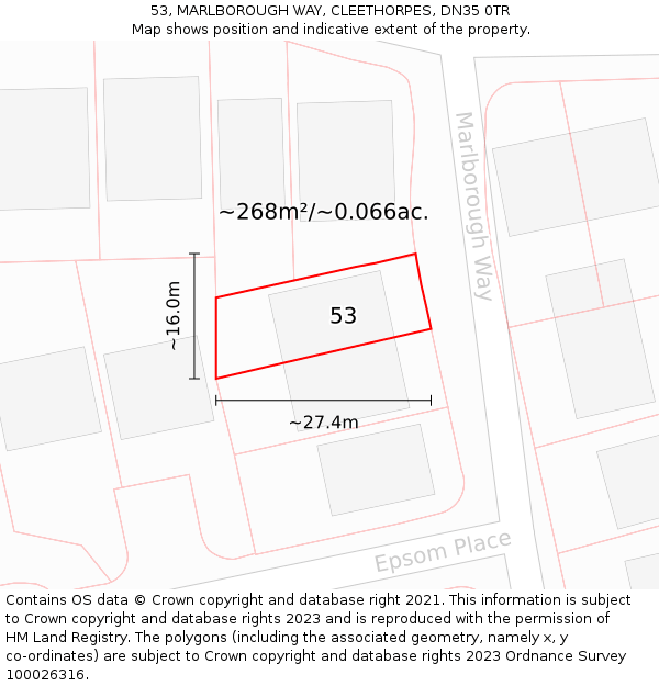 53, MARLBOROUGH WAY, CLEETHORPES, DN35 0TR: Plot and title map